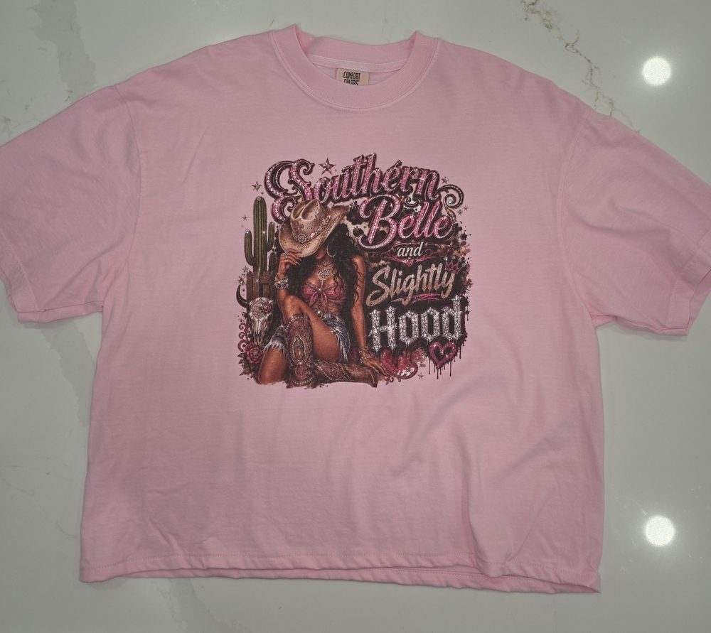 Comfort Colors Pink Southern Belle Graphic Crop Tee